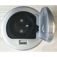 Passe-fil alimentation intégré droite 76xH80 mm argent/noir