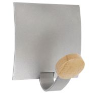 Patère magnétique 1 accroche Bois Gris métal