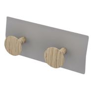 Patère murale ALFONSE Gris 2 têtes Frêne