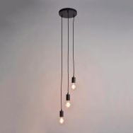 Suspension 3 lumières base ronde en métal Aksel noir