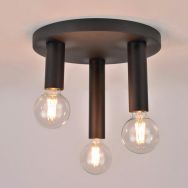 Plafonnier 3 lumières base ronde en métal peint Twin noir