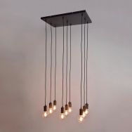 Suspension 9 lumières base rectangulaire en métal Aksel noir