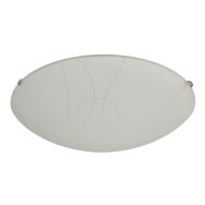 Plafonnier rond en verre dépoli décor Nella lignes blanc
