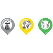 Planche de 3 stickers goutte autres déchets - emballages - verre