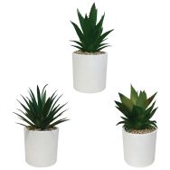 Plantes succulentes artificielles pot conique Blanc