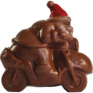 Plaque chocolat de 2 empreintes pour père noël sur moto