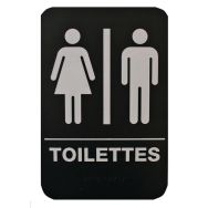 Plaque de signalisation Toilettes H/F - PVC rigide - Noir