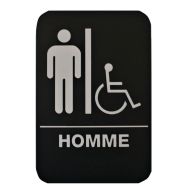 Plaque de signalisation Toilettes hommes_handicapé - PVC rigide - Noir