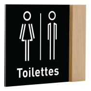 Plaque drapeau Natura bois fond noir picto blanc