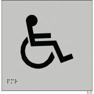 Plaques en relief et braille WC handicapés 150 x 150 mm (carré) Argent