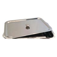 Plateau inox avec couvercle 280 x 180 x 30 mm