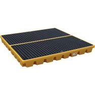 Plateforme de rétention 4 fûts 240L jaune caillebotis noir