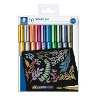 Pochette 10 marqueurs encre métallisée pointe biseautée couleurs assorties