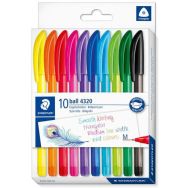 Pochette 10 stylos bille pointe moyenne couleurs assorties