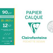 Pochette 12 feuilles papier calque 21x29,7 90g