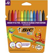 Pochette 12 feutres encre lavable pointe 2.8 mm  Bic Kids.