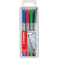 Pochette 4 feutres OHPen couleurs assortis non permanent pointe moyenne 1 mm Stabilo