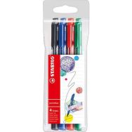 Pochette 4 feutres PointMax Stabilo couleurs bleu, noir, rouge, vert