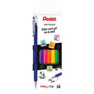 Pochette 6 stylos roller encre gel vive et mate assorties
