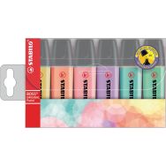 Pochette 6 surligneurs Stabilo boss original pastel assorties