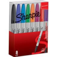 Pochette 8 Sharpie marqueurs permanents, pointe ogive 0.9 mm, assortiment de couleurs