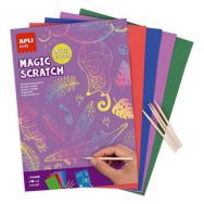 Pochette 8 cartes à gratter A4 multicolore 4 bâtonnets