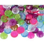 Pochette de 120 cabochons plastique pailletés à coller Ø 18 mm