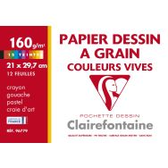 Pochette de 12 feuilles Dessin à Grain A4 160g assorties