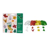 Pochette de 200 formes de noël en mousse pailletée adhésive