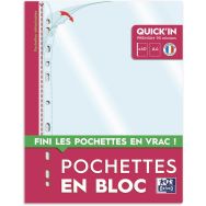 Pochette perf oxford qkin bloc 40 A4 PP90 lisse incol fr