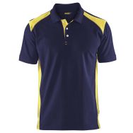 Polo piqué marine et jaune fluorescent