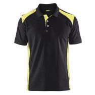 Polo piqué noir/jaune fluorescent