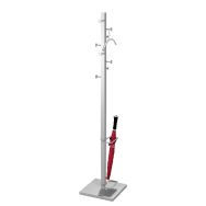 Portemanteau 8 patères et porte-parapluies en acier argent