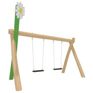 Portique robinier nature 2 balançoires scellement direct