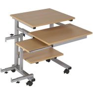 Poste compact Mira 60 cm avec tablette souris coloris Hêtre/Alu