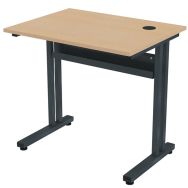 Poste écran posé Mini fixe 1 place 80x60 cm - hêtre / anthracite