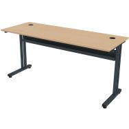 Poste écran posé Mini fixe 2 places 160x60 cm - hêtre / anthracite