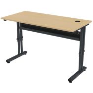 Poste écran posé Mini réglable 1 place 120x60 cm - hêtre / anthracite