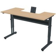 Poste écran semi encastré Mini réglable PMR 1 place 120x60 cm - hêtre/anthracite