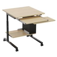Poste informatique Buss 70 x 70 cm réglable T4 à T7 support clavier - hêtre