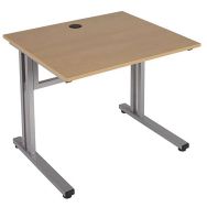 Poste informatique Open fixe longueur 80 cm 2 pieds métal coloris Aluminium
