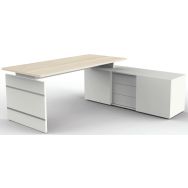 Poste travail Form4 bureau 1800/buffet 1600 blanc/érable