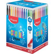 Pot 72 feutres pointe conique 3.6 mm en 12 couleurs assorties School Peps Maped