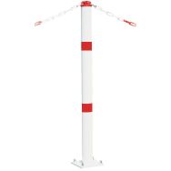 Poteau à chaîne avec anneaux - Plastique - Sur socle