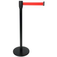 Poteau noir à sangle 2 m - sangle rouge