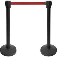 Poteau noir de guidage à sangle 10m - Rouge