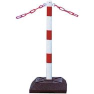 Poteau support chaîne, Ø 60 mm acier galvanisé blanc / rouge