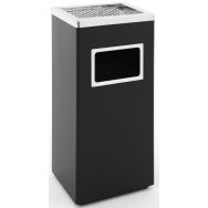 Poubelle-cendrier 14,5L noir/inox