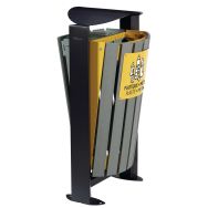 Poubelle 2x60l Arkea etik-déchets/plast-metal - gris7033/jaune1021-Rossignol Pro
