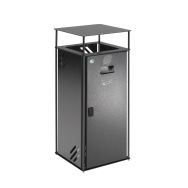 Poubelle 51 L - 4 côtes acier - avec cendrier - mica de fer